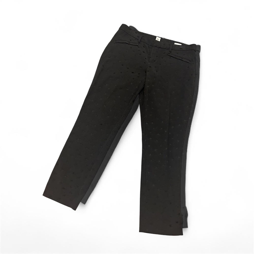 Gap Black 12 tuxedo stars holiday  Dressy‎ Whimsygoth skinny ankle trouser pant - Picture 2 of 7